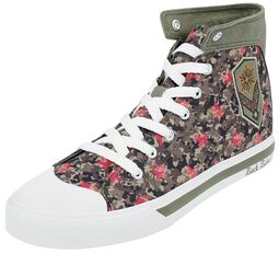 Sneakers with Camouflage Pattern and Stars, Rock Rebel by EMP, Sneakers High