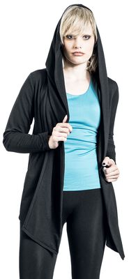Sport and Yoga - Black Cardigan with Detailed Back Print and Hood