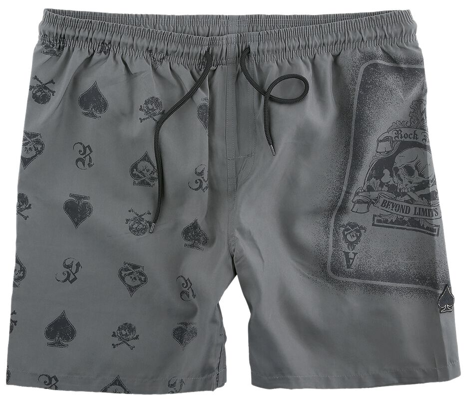 Grey Swimshorts with Ace of Spades Print