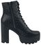 Black Low Boots with Platform Sole and Round Studs