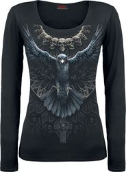 Raven Skull, Spiral, Long-sleeve Shirt