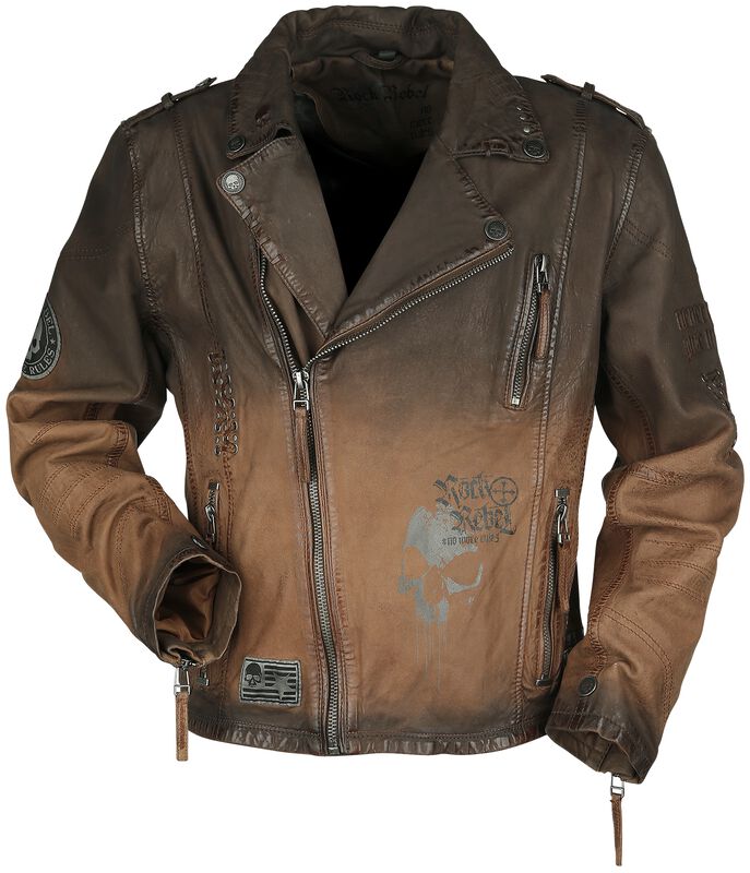 Biker Leather Jacket with Colour-Run