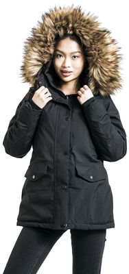 Black Fur Hoodie Long Coat
