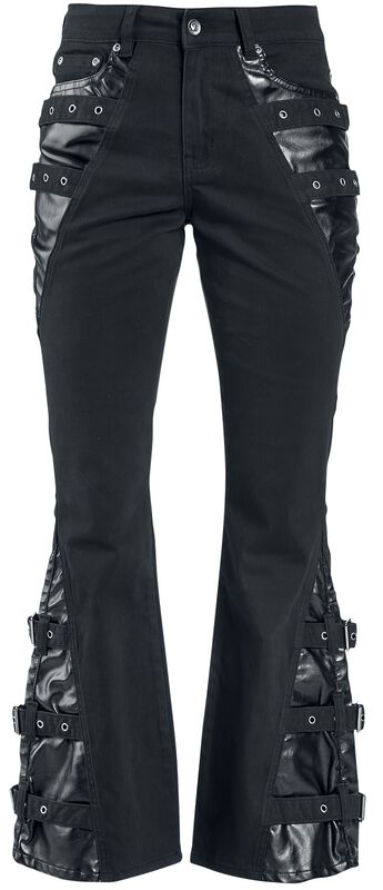 Jil - Jeans with Buckles and Faux Leather Details