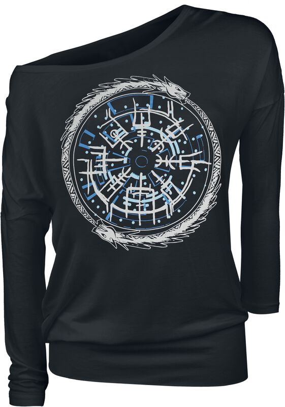 Long-sleeved top with runes compass