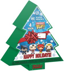 Gingerbread tree Christmas box - POP! Set of 4 key rings, DC Comics, Funko Pocket Pop!