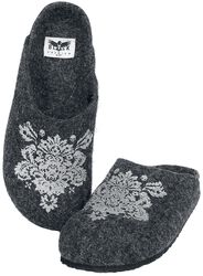 Grey Slippers with Ornamental Print