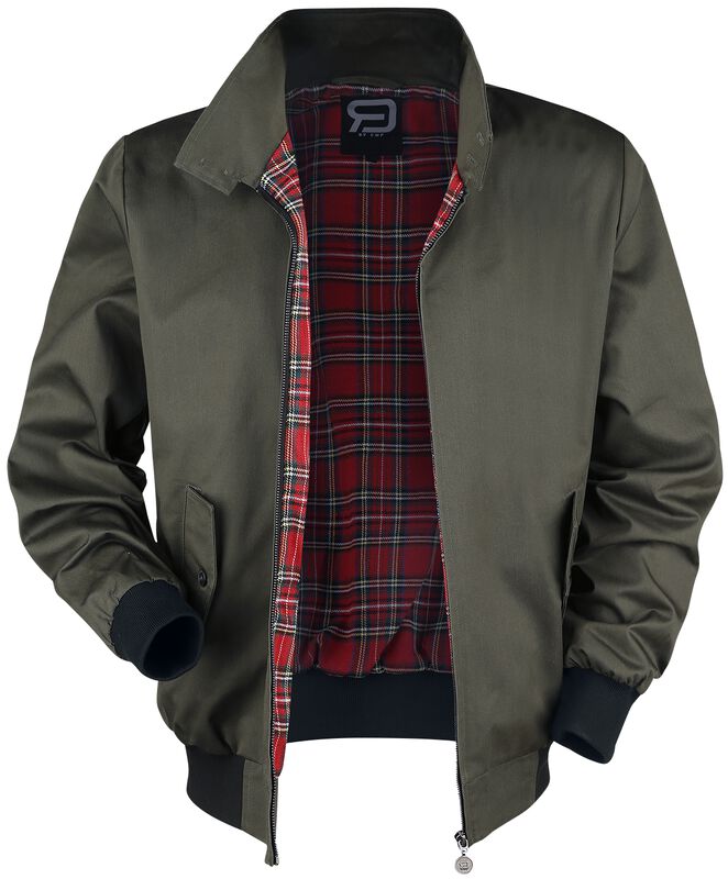 Khaki Between-Seasons Jacket with Standing Collar