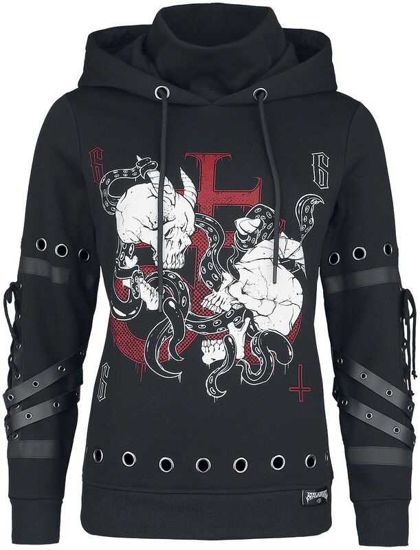 Hoodie with straps and eyelets