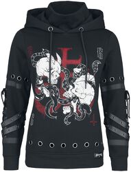 Hoodie with straps and eyelets, Black Blood by Gothicana, Hooded sweater