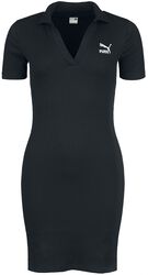 CLASSICS Ribbed V-Collar Dress, Puma, Medium-length dress