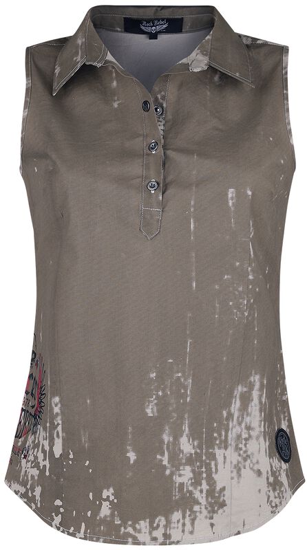 Beige Short-Sleeve Shirt with Wash and Print