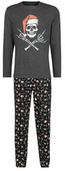 Pyjamas with Christmas skull print, Black Premium by EMP, Pyjama