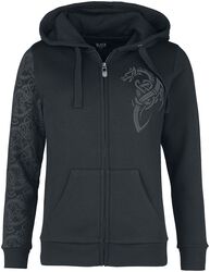 Hoodie with Viking print and decorations, Black Premium by EMP, Hooded zip