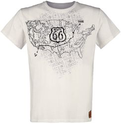 Rock Rebel X Route 66 - White T-Shirt with Flock Print, Rock Rebel by EMP, T-Shirt