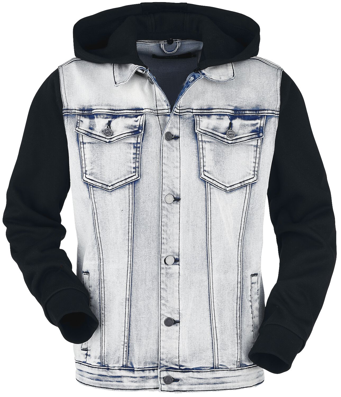 Denim Jacket with Sweat Sleeves and Hood RED by EMP Jeans Jacket