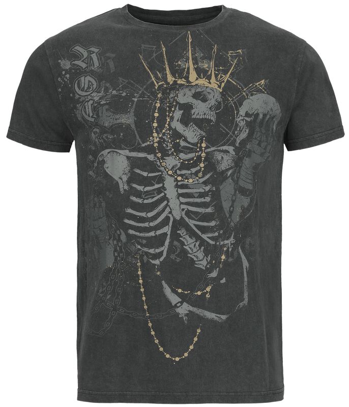T-Shirt With Skull And Crown Print