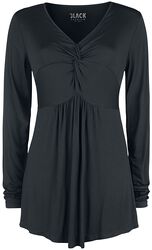 Black Long-Sleeve Shirt with Knot Detail