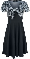 Short Black Dress with Animal-Look Upper Part, Rock Rebel by EMP, Short dress
