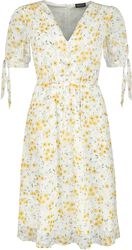 Tie Sleeve Floral Print And Emb Chiffon Flare Dress, Voodoo Vixen, Medium-length dress
