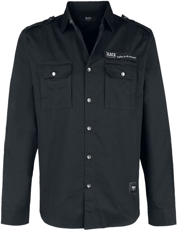 Black Military-Style Shirt with Chest Pockets