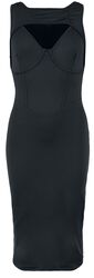 Bodycon Dress with Double Neckline, Black Premium by EMP, Medium-length dress