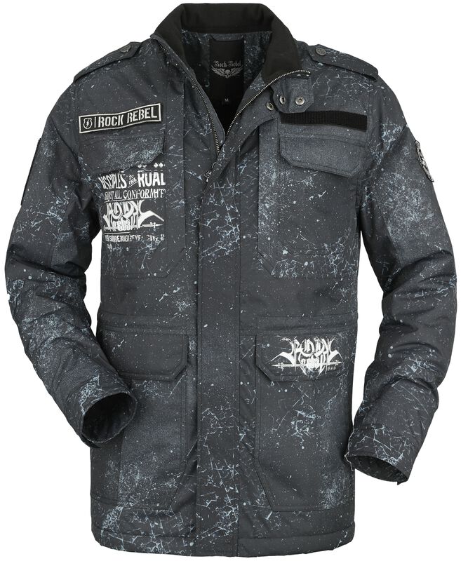 Between-seasons jacket with various patches