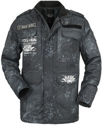 Between-seasons jacket with various patches, Rock Rebel by EMP, Between-seasons Jacket