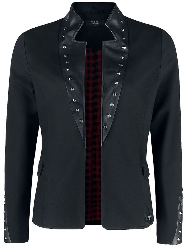 Blazer with Faux Leather Details and Studs