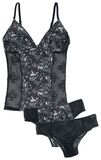 Black Underwear Set with Print and Lace Insert, Black Premium by EMP, Underwear