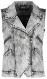 Grey waistcoat with wash and decorative stitching, Rock Rebel by EMP, Vest