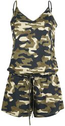 Short Green Jumpsuit with Camouflage Pattern