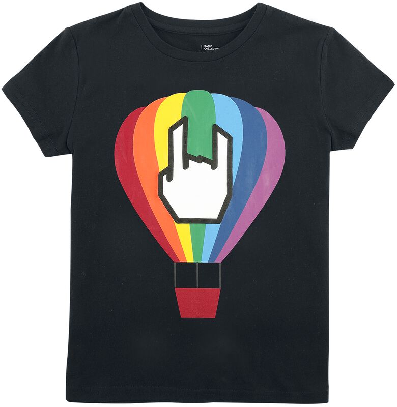 Kids’ t-shirt with balloon and rock hand