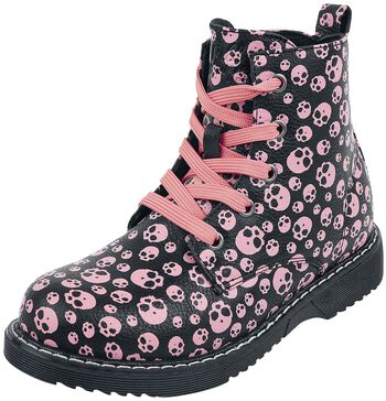 Blak Lace-Up Boots with Skulls