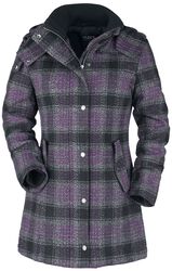 Short coat with chequered pattern, Black Premium by EMP, Winter Jacket