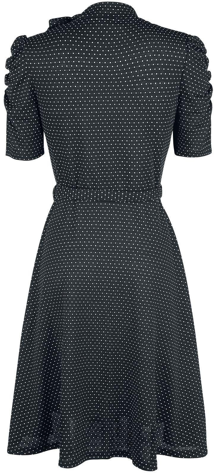 Posie Black Polka Dot Tie-neck Dress Voodoo Vixen Midi Dress EMP