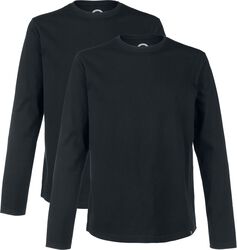 Double Pack Long-Sleeve Tops In Black with Crew Neck, RED by EMP, Long-sleeve Shirt