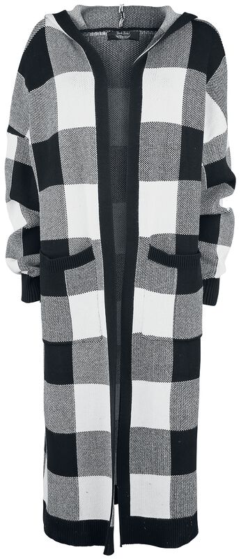 Black/white checkered cardigan with hood