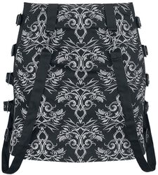Gothicana X Anne Stokes - Black Mini Skirt with Pattern and Straps, Gothicana by EMP, Short skirt