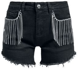 Black shorts with rhinestone appliqué, Rock Rebel by EMP, Shorts
