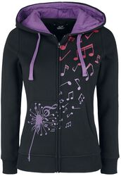Hoodie with dandelion and musical notes print