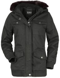 Winter jacket with faux-fur hood, Black Premium by EMP, Winter Jacket