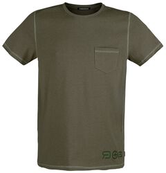 Olive T-shirt with Chest Pocket and Crew Neck