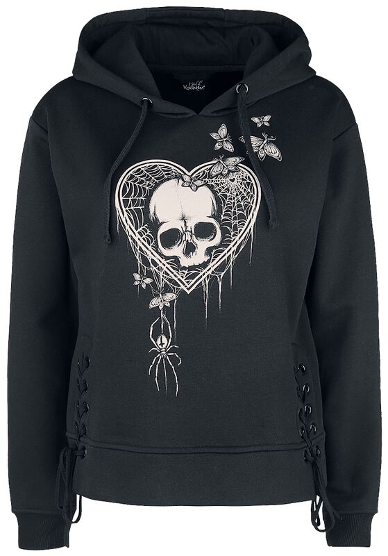 Hoodie with large print and side lacing
