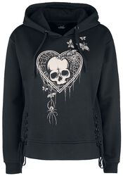 Hoodie with large print and side lacing, Full Volume by EMP, Hooded sweater