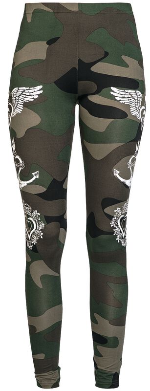 Leggings with all-over camouflage and print