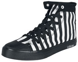Black/White Striped Sneakers, Gothicana by EMP, Sneakers High