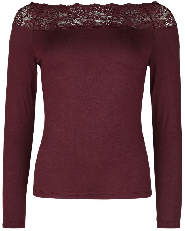 Red Long-Sleeve Top with Lace