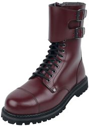 Dark-Red Lace-Up Boots with Buckles, Gothicana by EMP, Boot