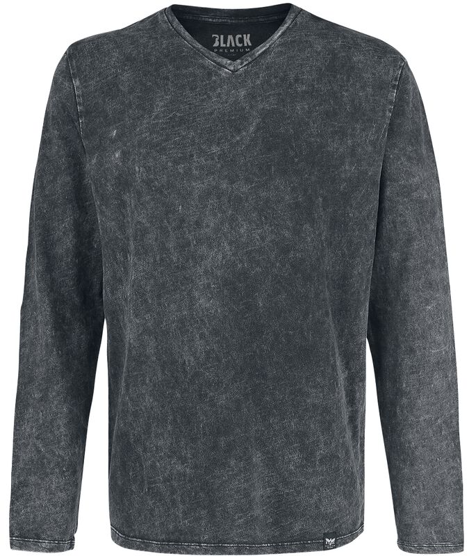 Long-Sleeve Shirt with V-Neckline and Wash